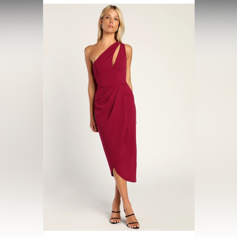Lulus So Flirty Dark Magenta One-Shoulder Cutout Asymmetrical Dress